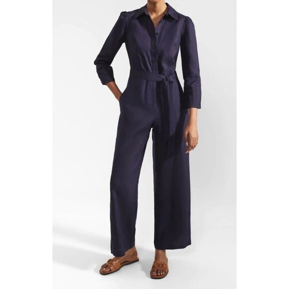 Hobbs London NWT Ciera Jumpsuit in True Navy Size 12 - Picture 1 of 4